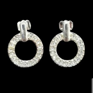 AVON 2010 "FLORENCE" PAVE CRYSTAL  SILVERTONE EARRINGS